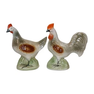 VTG Chickens Roosters Farmhouse Decor Country Kitchen Pair of Ceramic Figurines - Picture 1 of 22