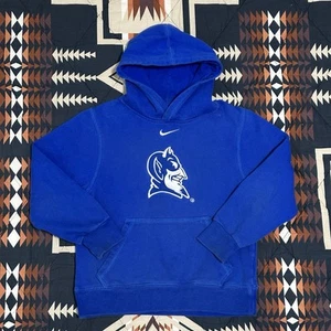 Nike Duke University Center Swoosh Pocket Hoodie Sweatshirt Kids Size Small Blue - Picture 1 of 7