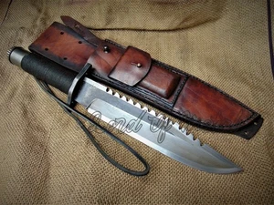 ACID WASH HEAVY DUTY RAMBO SURVIVAL, CAMPING, JAGD BOWIE MESSER MIT SCHEIDE - Bild 1 von 3