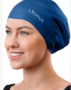 Limmys Premium Swimming Cap for Women with Long Hair – Soft Silicone Blue Med - Picture 1 of 4