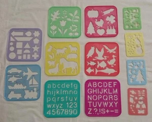 12 Pc Vintage 1987 Tuppertoys & Tupperware Drawing Art Stencles Various Outlines - Picture 1 of 24