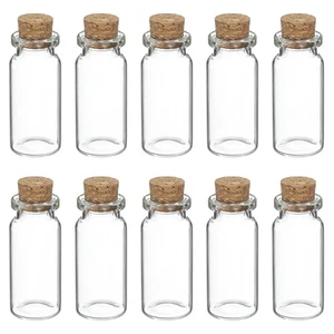 Mini botellas de vidrio con tapones de corcho de 10 piezas, frascos pequeños de vidrio transparente de 10 ml - Imagen 1 de 7