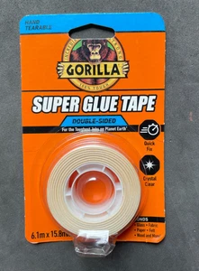 Gorilla Super Glue Tape 6.1m x 15.8mm Double Sided Crystal Clear No Mess - Picture 1 of 3