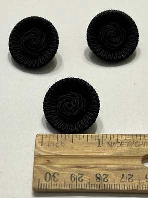 3 Black Rose Passementerie Shank Buttons 7/8” - Image 1 of 2