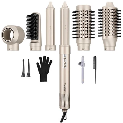 6-in-1 Gold Hair Styler & Dryer Brush - Fast Drying & Curling, No Heat Damage - Image 1 of 4