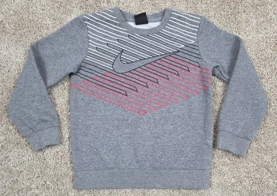 Sudadera con logotipo Nike para niños talla 7 grande gris cuello redondo Foto 1 de 4