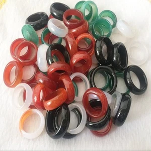 Natural Red Agate Jade Ring Black Agate Ring Multicolor Popular Jewelry - Picture 1 of 2