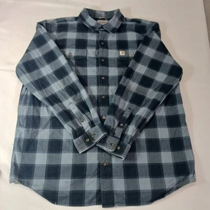 Carhartt 103822 437 Original Fit Men's Black/Blue Cotton Flannel Shirt XL Tall - Picture 1 of 19