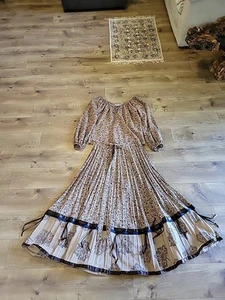 Vintage 70s Chessa Davis Skirt Set Prarie Brown Medium - Picture 1 of 12