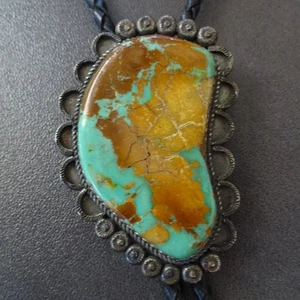 Donny & Dorothy Clark NAVAJO Vintage Sterling Silver ROYSTON TURQUOISE BOLO Tie - Picture 1 of 21