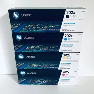 Genuine HP 202X HIGH YIELD Toner Set of 4 CF500X CF501X CF502X CF503X Sealed OEM - Picture 1 of 4
