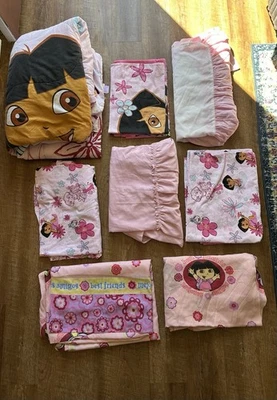Vintage Dora The Explorer Twin Bedding Set Comforter Sheets Pillowcases Canopy - Image 1 of 4