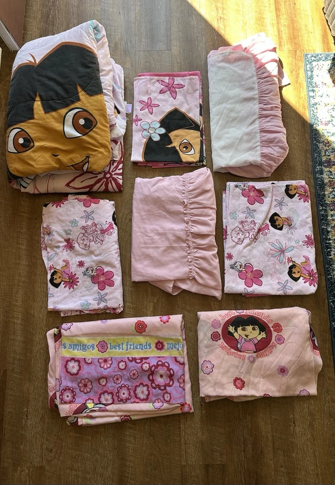 Vintage Dora The Explorer Twin Bedding Set Comforter Sheets Pillowcases Canopy - Image 1 of 4