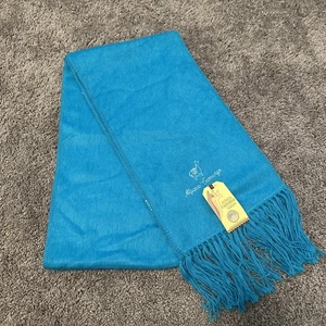 Alpaca Camargo Wool Scarf Unisex Teal Blue Rectangular  70” x 9” - Picture 1 of 5