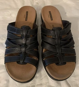 Clarks Collection schwarze Damen-Leder-Pantoletten 7,5 M gepolstert verstellbar - Bild 1 von 8