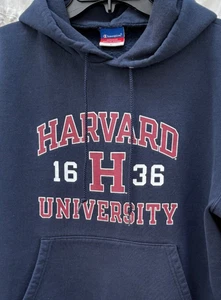 Vintage Y2K Harvard University Hoodie Gr. Large Erwachsene dunkelblau Champion Pullover - Bild 1 von 7