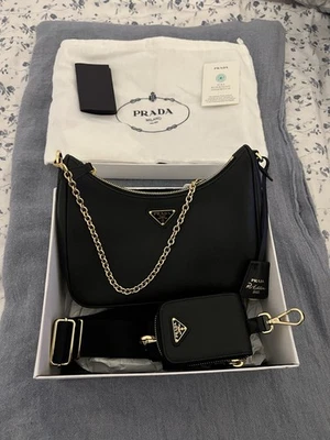 PRADA Re-Edition 2005 Black Saffiano Leather Shoulder Bag - Image 1 of 4