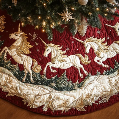 Frosted Trails Christmas Quilted Tree Skirt - Image 1 of 4