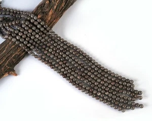 Natural Brown Snowflake Obsidian Gemstone 6 MM Round Smooth Beads Strand 15.5" - Picture 1 of 3