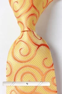Nueva corbata clásica floral amarilla naranja tejida jacquard 100 % seda para hombre - Imagen 1 de 5