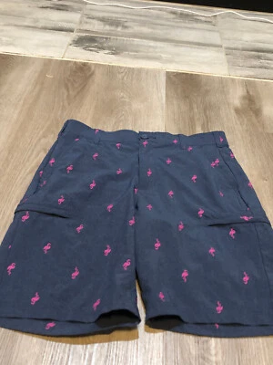 Birdie Bound Golf  Shorts Men's Size 30 Flamingos on Dark Blue Background M111 - Image 1 of 4