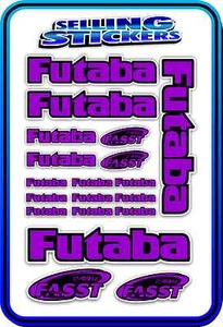 FUTABA SERVO RADIO RX TX 2.4G FLIGHT REMOTE CONTROL STICKERS FASST PURPLE BLACK - Picture 1 of 4