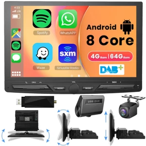 Octa-Core Android 13 Carplay Car Stereo GPS Rotatable Screen 4G LTE +DVR+DAB+CAM - Picture 1 of 17
