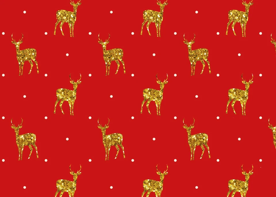 Weihnachtshirsch Weihnachtsstoff rot Baumwolle Webware Glitzerhirsch 50 cm - Bild 1 von 1