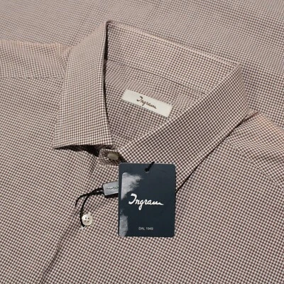Camisa informal Ingram nueva con etiquetas 100 % algodón talla 2XL a cuadros marrón y blanco Foto 1 de 4
