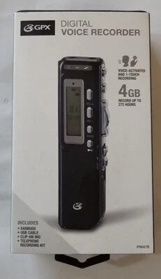 GPX Digital Voice Recorder PRO47B 4GB tested works - Image 1 of 4