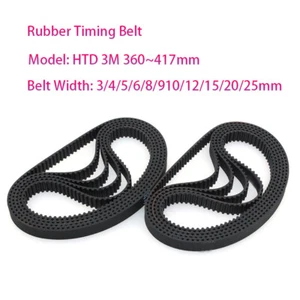 Arc Teeth Pitch 3mm Width 3~25mm HTD 3M Timing Belt Rubber Drive Belt 360~417mm - Picture 1 of 14