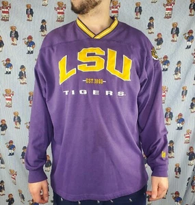 Pullover vintage Lee Sport LSU Louisiana Tigers púrpura/amarillo bordado XL - Imagen 1 de 10