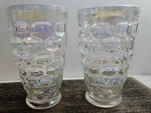Set Of 2 Vintage Federal Glass Colonial Iridescent Tumbler 4.75" - Picture 1 of 5