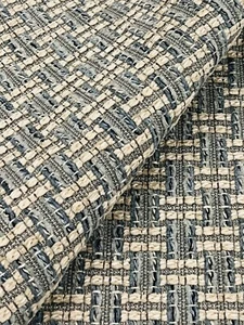 Colefax & Fowler Woven Basketweave Uphol Fabric- Keston / Blue 4.40 yds F4641-06 - Picture 1 of 3