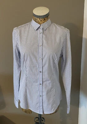 PAUL SMITH LADIES BLACK COLLECTION Blue Striped CAMISA AJUSTADA TALLA 42 UK /10 BNWT Foto 1 de 4