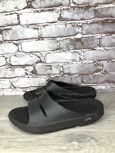 OOFOS Black Rubber Lightweight Recovery Slides Sandals Women’s 41EU/10M US Men 8 - Picture 1 of 18
