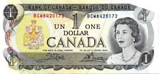 CANADA BANKNOTE 1973 LAST 1 DOLLAR PAPER ISSUE IN CANADA PREFIX  BCW   NO104