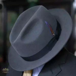 Cappello Fedora Vintage Panizza Jack Robusto Fine Feltro Uomo 7 1/4 Ardesia Snap Orlo - Foto 1 di 24