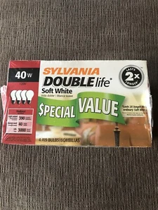 Sylvania Double Life 8 pack of Light Bulbs 40w New - Picture 1 of 4