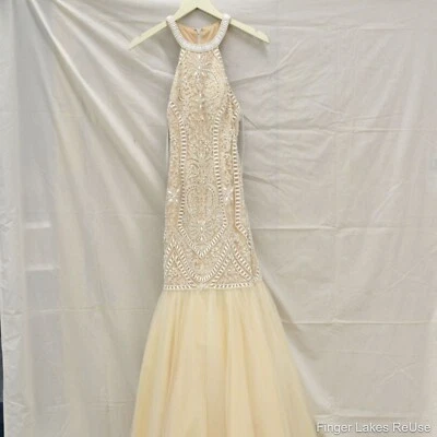 Vestido/vestido/vestido de graduación blanco roto JVN By Jovani (talla 4) Foto 1 de 4