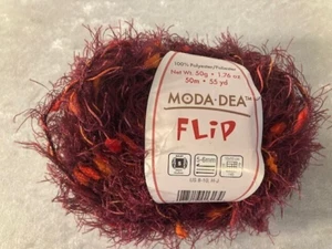 Moda Dea Flip Eyelash Yarn Color-Claret Red 1.76 oz 55 yds Polyester - Picture 1 of 3