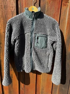 Vintage 2001 Patagonia Retro X Cardigan Charcoal Grey Green Deep Pile Fleece S - Picture 1 of 7