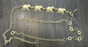 Cinturón Elefante Vintage Tono Dorado Cadena Metal Eslabones Gruesos Ajustable Boho Hippy - Imagen 1 de 10