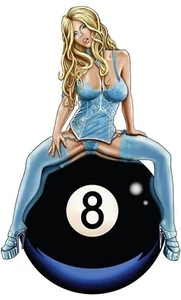 8"x6" 8-Ball Girl Babe Car Emblem Sticker Decal Weatherproof Anti UV Car/Truck - Picture 1 of 1
