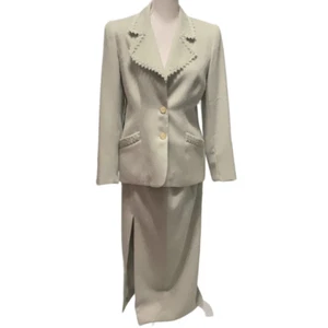 Visage Royal Vintage Lt Green 2 pc Maxi Skirt Jacket Suit Set Embroidered Trim 6 - Picture 1 of 5