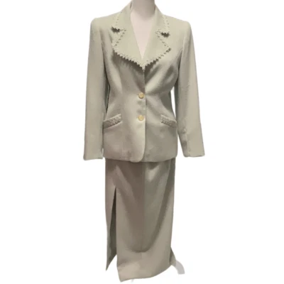 Visage Royal Vintage Lt Verde 2 piezas Maxi Falda Chaqueta Traje Conjunto Bordado Borde 6 Foto 1 de 4