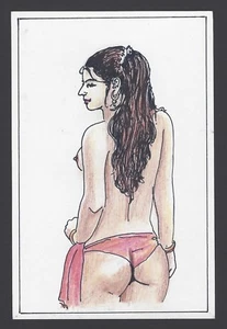 Indien Akt Schönheit auf handbemalter Postkarte - Bild 1 von 1
