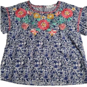 2834 NWOT THML Floral Embroidered Blouse Small - Picture 1 of 6