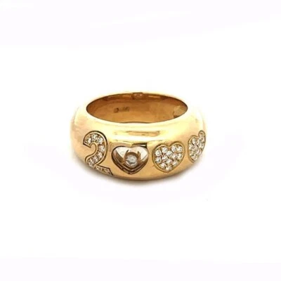 Anillo Cúpula Diamante Feliz Chopard 70078 Oro Amarillo 18k Banda Corazón 2000 Foto 1 de 4