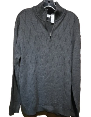 Concepts By Claiborne Mens Medium Sweater Charcoal Gray 1/4 Zip Turtleneck - Image 1 of 4